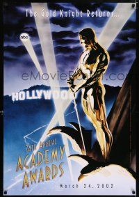 5c016 74TH ANNUAL ACADEMY AWARDS 1sh '02 cool Alex Ross art of Oscar over Hollywood!