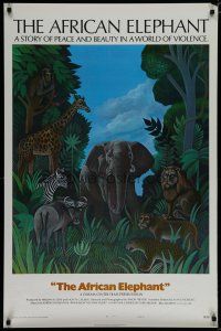 5c028 AFRICAN ELEPHANT style B 1sh '71 great artwork, get to know the jungle before they pave it!