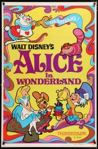 5c036 ALICE IN WONDERLAND 1sh R74 Walt Disney Lewis Carroll classic, cool psychedelic art!