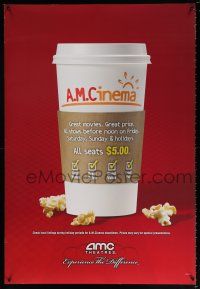 5c046 AMC THEATRES DS 1sh '06 A.M.Cinema, cool and clever coffee cup image, with popcorn!