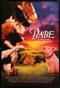 5c083 BABE heavy stock 1sh '95 classic talking pig, children's farm animal comedy!