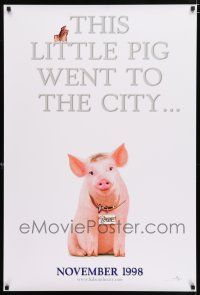 5c085 BABE PIG IN THE CITY teaser DS 1sh '98 cute image of director George Miller's talking pig!