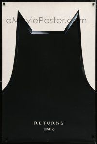 5c096 BATMAN RETURNS Returns dated style teaser DS 1sh '92 Tim Burton, cool shadowy bat image!