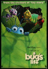 5c133 BUG'S LIFE book promotion DS 1sh '98 cute Disney/Pixar CG cartoon, cute image of cast on leaf!