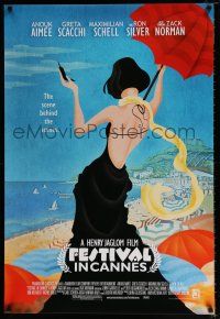 5c261 FESTIVAL IN CANNES 1sh '01 Anouk Aimee, artwork of sexy woman at the beach!