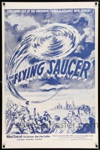 5c269 FLYING SAUCER military 1sh R53 cool sci-fi artwork of UFOs from space & terrified people!