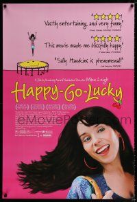 5c321 HAPPY-GO-LUCKY DS 1sh '08 Sally Hawkins, cute artwork of smiley face trampoline!