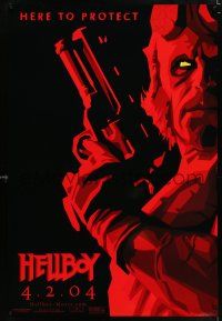 5c328 HELLBOY teaser 1sh '04 Mike Mignola comic, Ron Perlman in title role, here to protect!