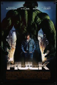 5c381 INCREDIBLE HULK DS 1sh '08 Liv Tyler, Edward Norton, cool image of Hulk!