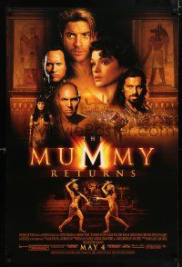 5c505 MUMMY RETURNS advance DS 1sh '01 Brendan Fraser, Rachel Weisz, The Rock as Scorpion King!