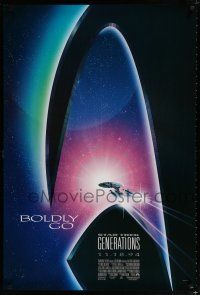 5c697 STAR TREK: GENERATIONS advance 1sh '94 cool sci-fi art of the Enterprise, Boldly Go!