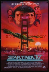 5c690 STAR TREK IV 1sh '86 art of Leonard Nimoy, Shatner & Klingon Bird-of-Prey by Bob Peak!