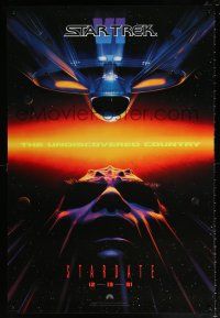 5c694 STAR TREK VI teaser 1sh '91 William Shatner, Leonard Nimoy, art by John Alvin!