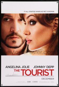 5c766 TOURIST teaser DS 1sh '10 von Donnersmarck, cool image of Johnny Depp & Angelina Jolie!