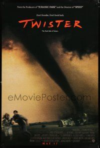 5c781 TWISTER int'l advance DS 1sh '96 storm chasers Bill Paxton & Helen Hunt & image of tornado!