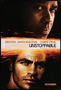 5c786 UNSTOPPABLE style A advance DS 1sh '10 huge image of Denzel Washington & Chris Pine!