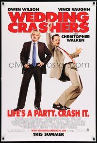 5c807 WEDDING CRASHERS advance DS 1sh '05 great image of partying Owen Wilson & Vince Vaughn!