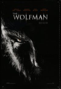 5c825 WOLFMAN teaser DS 1sh '10 cool image of Benicio Del Toro as monster in title role!