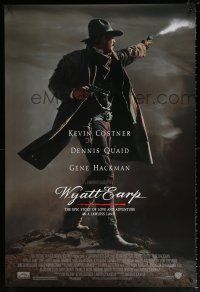 5c837 WYATT EARP 1sh '94 cool image of Kevin Costner in the title role firing gun!