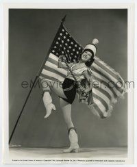 5d090 ANNE NAGEL 8.25x10 still '40 in streamlined patriotic costume by American flag, 4th of July!