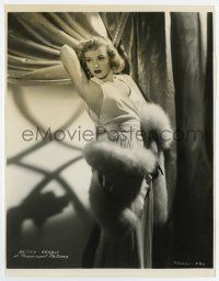 5d128 BETTY GRABLE 7.75x10 still '30s full-length in sexy dress with fur wrapped around her!