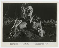 5d194 CAPE FEAR 8x10.25 still '62 Robert Mitchum fights with Gregory Peck in swamp at climax!