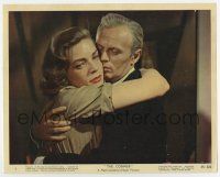 5d007 COBWEB color 8x10 still #1 '55 romantic close up of Lauren Bacall & Richard Widmark hugging!