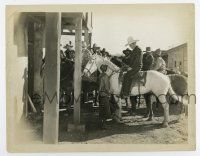 5d276 DESERT VENGEANCE 8x10.25 still '31 cowboy Buck Jones sitting on horse looks down at girl!