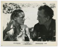 5d301 DR. NO candid 8.25x10.25 still '62 close up of sexy Ursula Andress with author Ian Fleming!