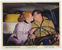 5d013 FOREVER DARLING color 8x10 still #1 '56 c/u of Lucille Ball & Desi Arnaz kissing in car!