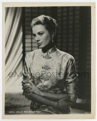 5d398 GRACE KELLY 8x10.25 still '50s wonderful portrait in traditional silk Chinese clothing!