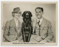 5d408 GREEN LIGHT 8x10.25 still '37 smiling portrait of Erroll Flynn, Anita Louise & cool dog!
