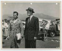 5d439 HOT ROD GIRL 8.25x10 still '56 Chuck Connors standing by mechanic & vintage 7-Up sign!