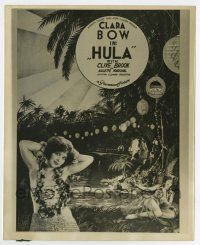 5d448 HULA 8x10 still '27 Clara Bow in Hawaiian outfit in front of wonderful giant poster!