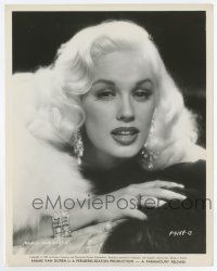 5d572 MAMIE VAN DOREN 8x10.25 still '57 the sexy blonde in glamorous fur outfit & jewelry!