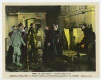 5d027 MARY OF SCOTLAND color 8x10.25 still '36 Katharine Hepburn with others by huge fireplace!