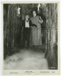 5d646 MUNSTER GO HOME 8x10 still '66 Fred Gwynne & Al Lewis with torches by pit of acid!