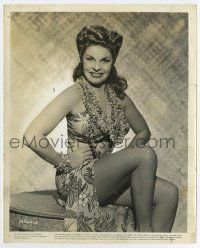 5d673 NAVY BLUES 8.25x10 still '41 seated Martha Raye in 2-piece swimsuit with fishnet stockings!