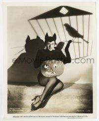 5d716 PAULETTE GODDARD 8x10.25 still '41 in black cat Halloween costume by canary shadow!