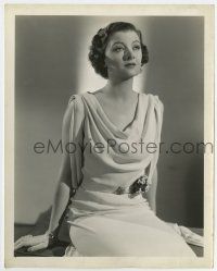 5d722 PETTICOAT FEVER 8x10 still '36 seated close up of beautiful Myrna Loy wearing cool dress!