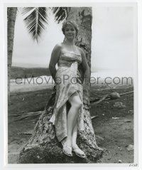 5d945 VERA MILES 8.25x10 still '68 by tree in Hawaii in sexy sarong while making Kona Coast!