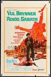 5f018 ADIOS SABATA 1sh '71 Yul Brynner aims to kill, and his gun does the rest, cool art!