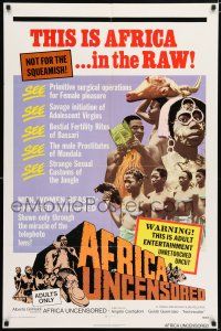 5f025 AFRICA UNCENSORED 1sh '72 Africa ama, wild images from mondo documentary!