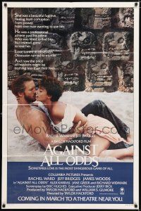 5f027 AGAINST ALL ODDS advance 1sh '84 Jeff Bridges makes out with Rachel Ward on the beach!
