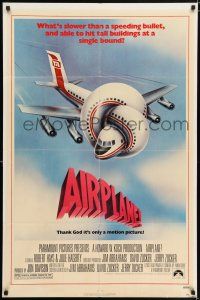 5f028 AIRPLANE 1sh '80 classic zany parody by Jim Abrahams and David & Jerry Zucker!