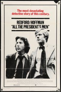 5f034 ALL THE PRESIDENT'S MEN 1sh '76 Dustin Hoffman & Robert Redford as Woodward & Bernstein!