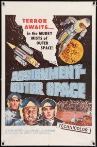 5f063 ASSIGNMENT-OUTER SPACE 1sh '62 Antonio Margheriti directed, Italian sci-fi Space Men!