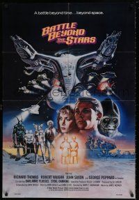 5f087 BATTLE BEYOND THE STARS 1sh '80 Richard Thomas, Robert Vaughn, Gary Meyer sci-fi art!