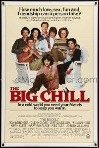 5f106 BIG CHILL 1sh '83 Lawrence Kasdan, Tom Berenger, Glenn Close, Jeff Goldblum, Hurt!