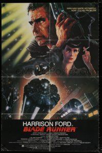 5f116 BLADE RUNNER int'l 1sh '82 Ridley Scott sci-fi classic, art of Harrison Ford by Alvin!